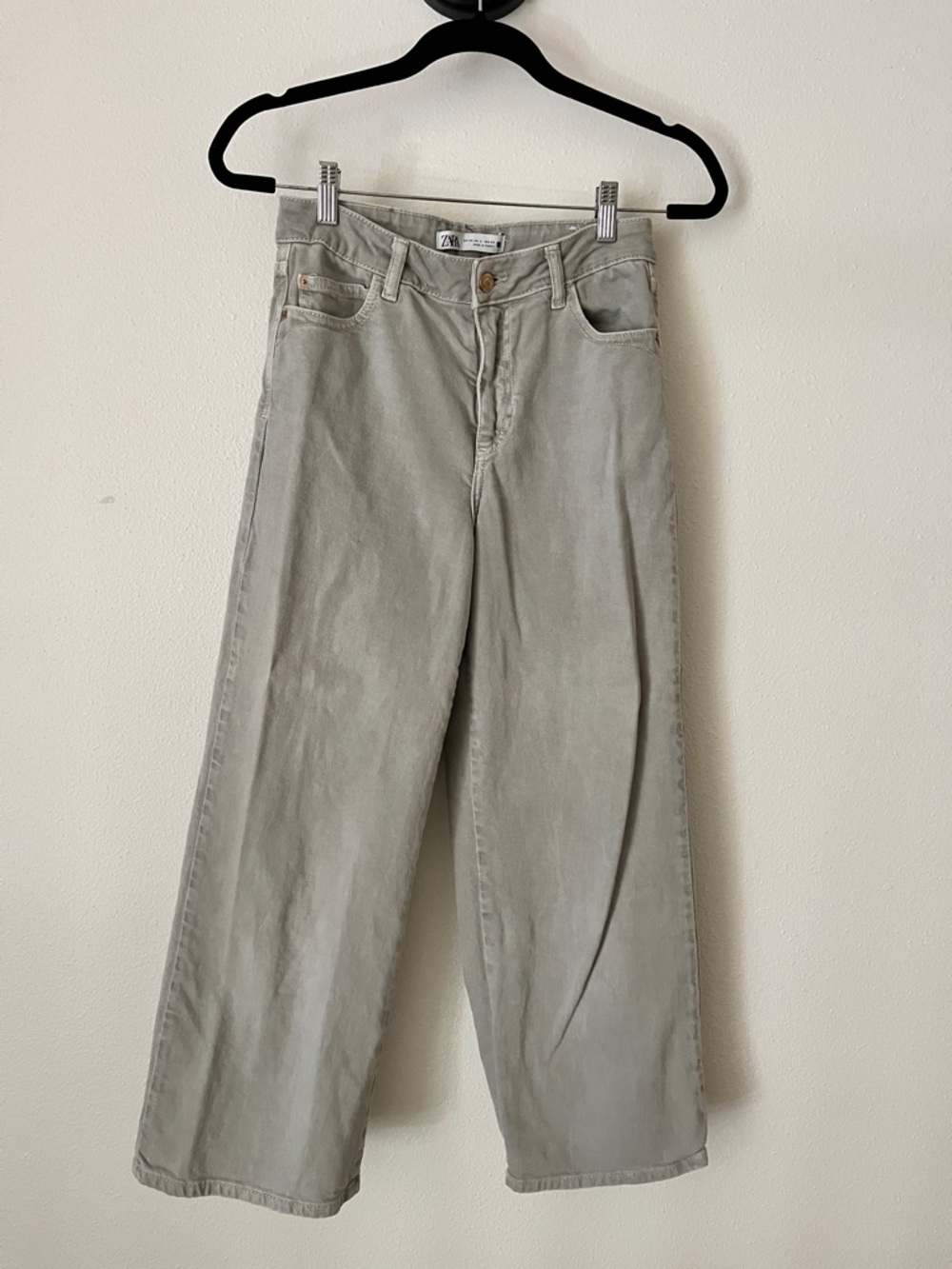 ZARA Light Taupe High-Rise Wide Leg Jeans